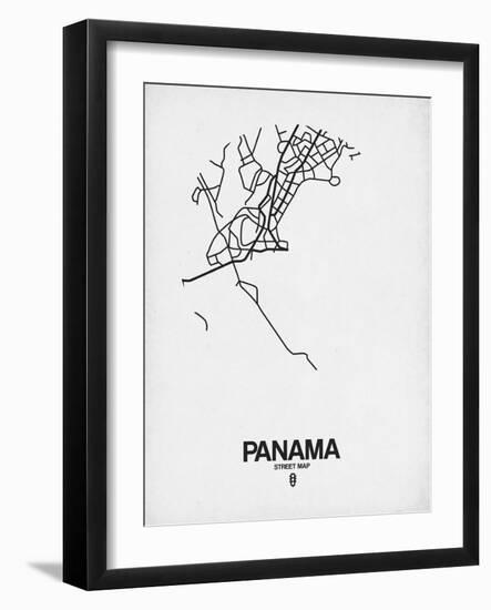 Panama Street Map White-NaxArt-Framed Art Print