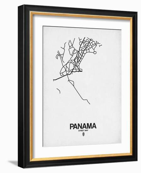 Panama Street Map White-NaxArt-Framed Art Print