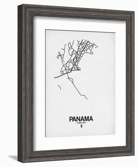 Panama Street Map White-NaxArt-Framed Art Print