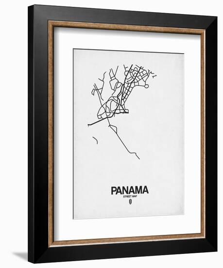 Panama Street Map White-NaxArt-Framed Art Print