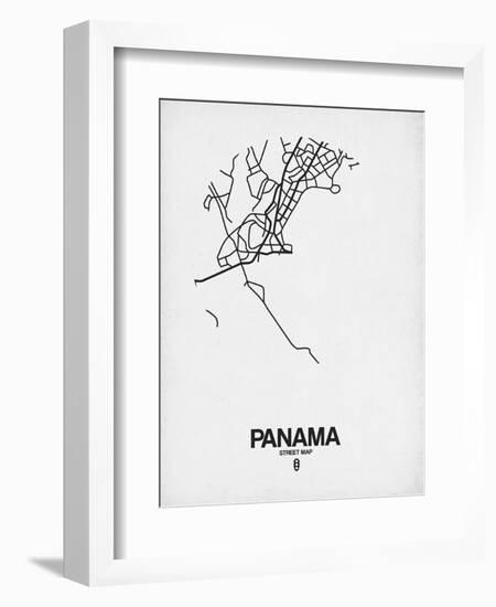 Panama Street Map White-NaxArt-Framed Art Print