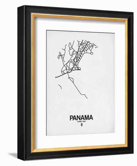 Panama Street Map White-NaxArt-Framed Art Print