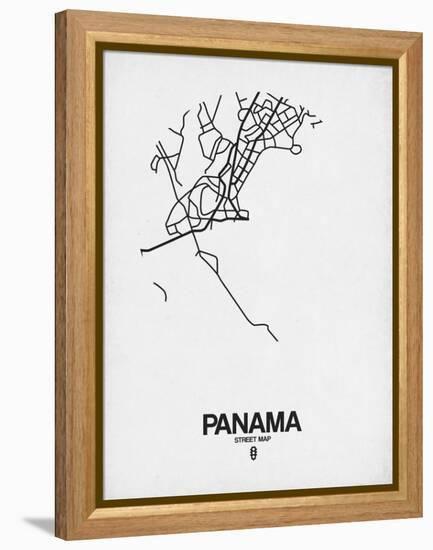 Panama Street Map White-NaxArt-Framed Stretched Canvas