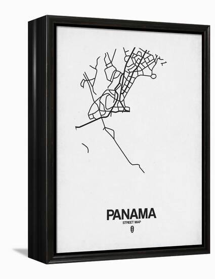 Panama Street Map White-NaxArt-Framed Stretched Canvas