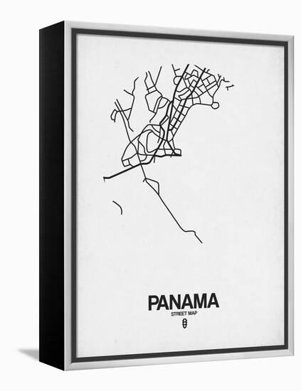 Panama Street Map White-NaxArt-Framed Stretched Canvas