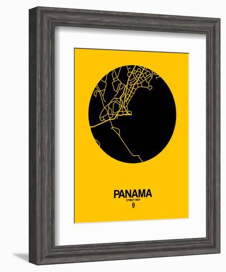 Panama Street Map Yellow-NaxArt-Framed Art Print