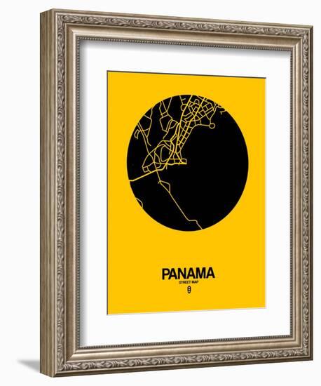 Panama Street Map Yellow-NaxArt-Framed Premium Giclee Print