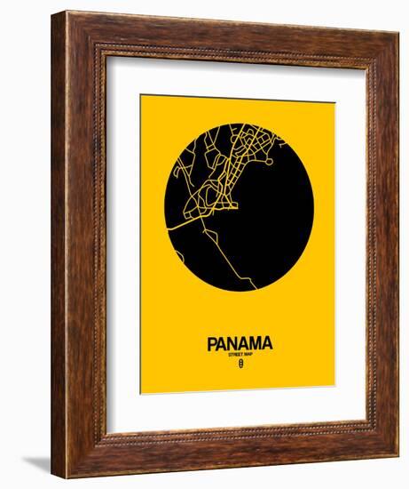 Panama Street Map Yellow-NaxArt-Framed Premium Giclee Print