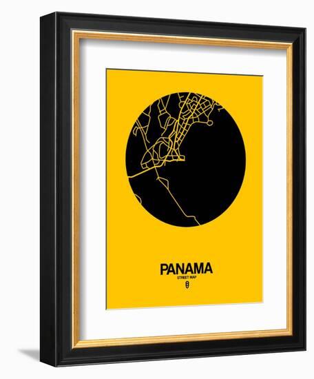 Panama Street Map Yellow-NaxArt-Framed Premium Giclee Print