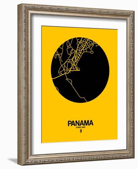 Panama Street Map Yellow-NaxArt-Framed Art Print