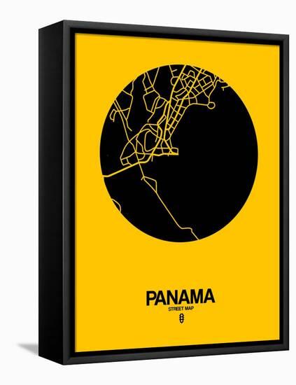 Panama Street Map Yellow-NaxArt-Framed Stretched Canvas