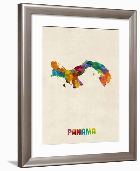 Panama Watercolor Map-Michael Tompsett-Framed Art Print