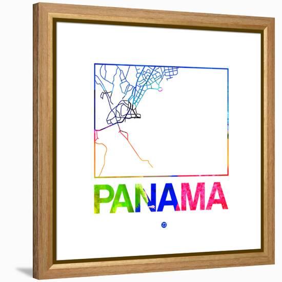 Panama Watercolor Street Map-NaxArt-Framed Stretched Canvas