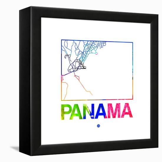 Panama Watercolor Street Map-NaxArt-Framed Stretched Canvas