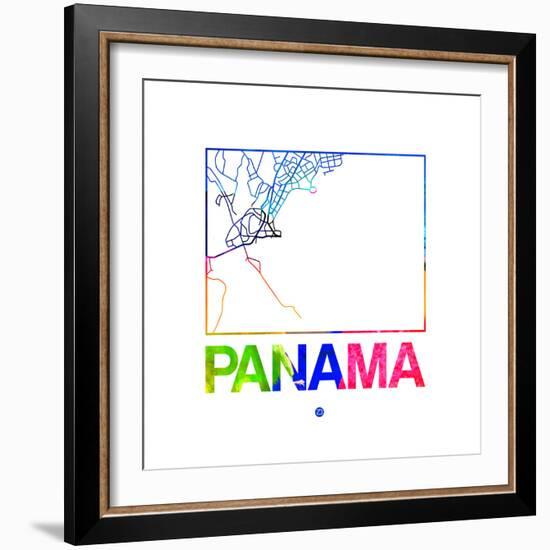 Panama Watercolor Street Map-NaxArt-Framed Premium Giclee Print
