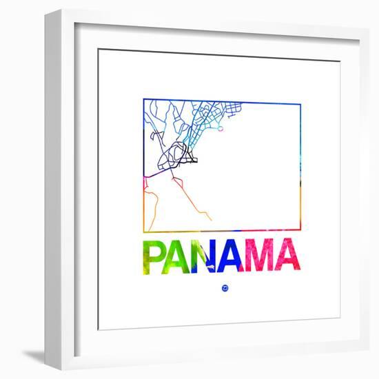 Panama Watercolor Street Map-NaxArt-Framed Premium Giclee Print