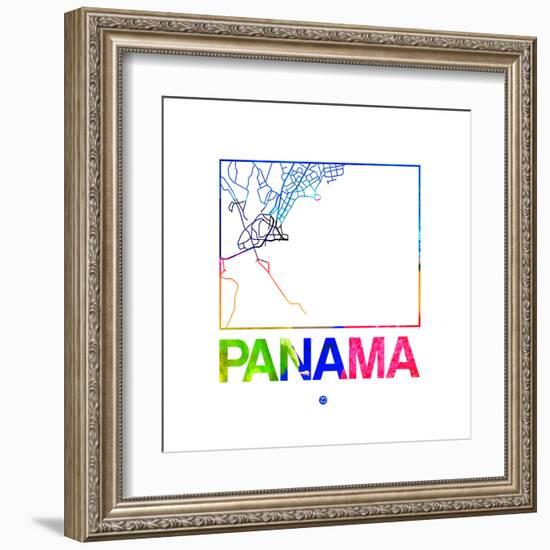 Panama Watercolor Street Map-NaxArt-Framed Art Print