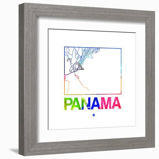 Panama Watercolor Street Map-NaxArt-Framed Art Print