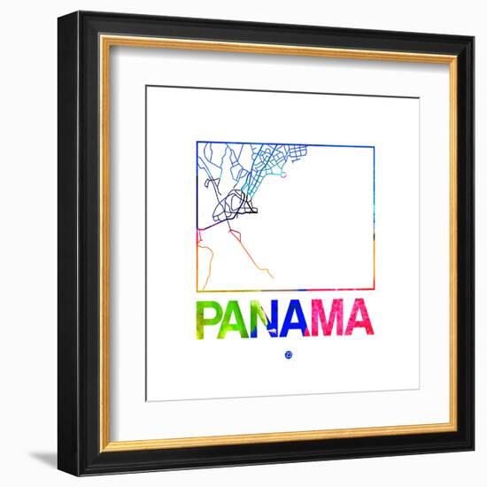 Panama Watercolor Street Map-NaxArt-Framed Art Print