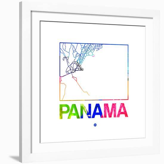 Panama Watercolor Street Map-NaxArt-Framed Art Print