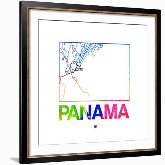 Panama Watercolor Street Map-NaxArt-Framed Art Print