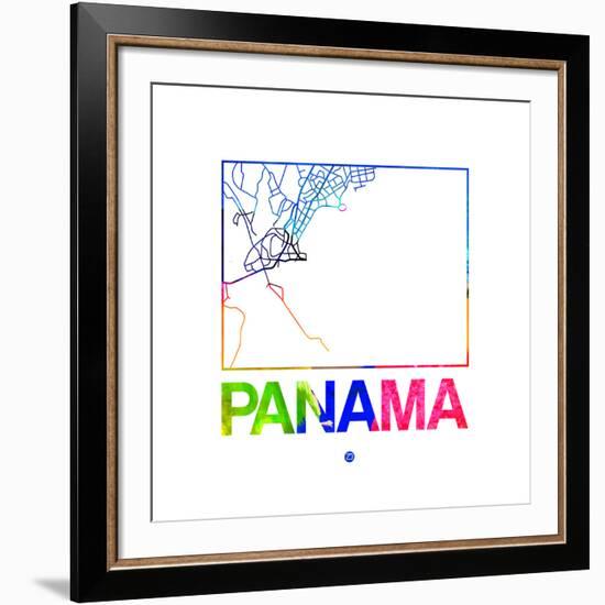 Panama Watercolor Street Map-NaxArt-Framed Art Print