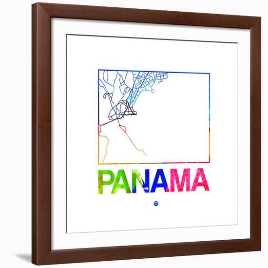 Panama Watercolor Street Map-NaxArt-Framed Art Print