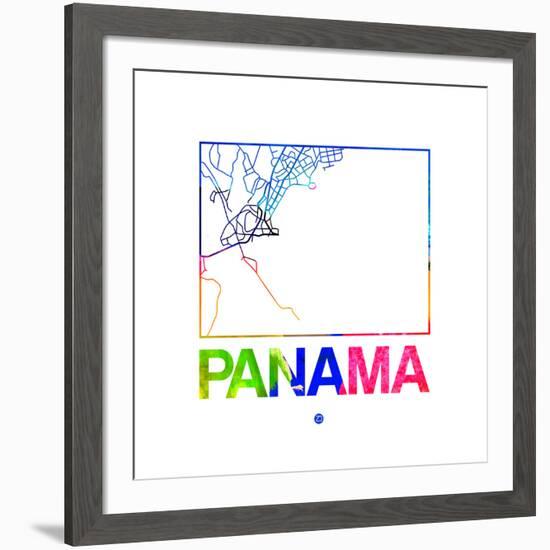 Panama Watercolor Street Map-NaxArt-Framed Art Print