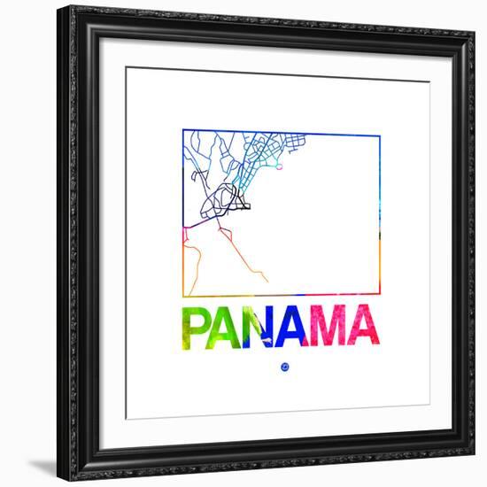 Panama Watercolor Street Map-NaxArt-Framed Art Print
