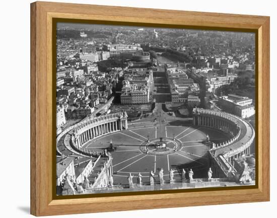 Panaromic View of Rome from Atop St. Peter's Basilica Looking Down on St. Peter's Square-Margaret Bourke-White-Framed Premier Image Canvas