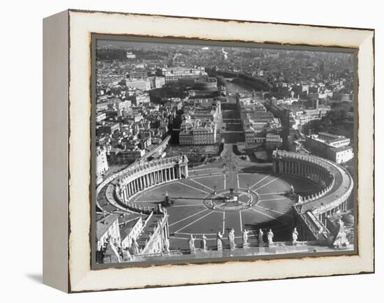 Panaromic View of Rome from Atop St. Peter's Basilica Looking Down on St. Peter's Square-Margaret Bourke-White-Framed Premier Image Canvas