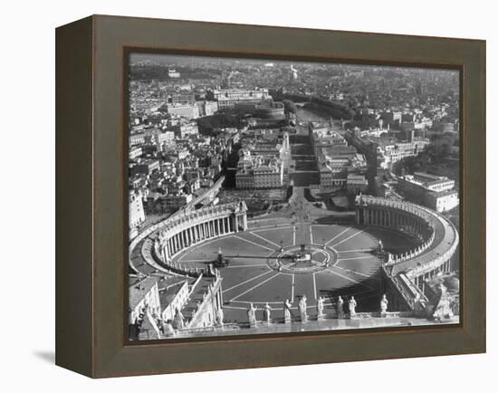 Panaromic View of Rome from Atop St. Peter's Basilica Looking Down on St. Peter's Square-Margaret Bourke-White-Framed Premier Image Canvas