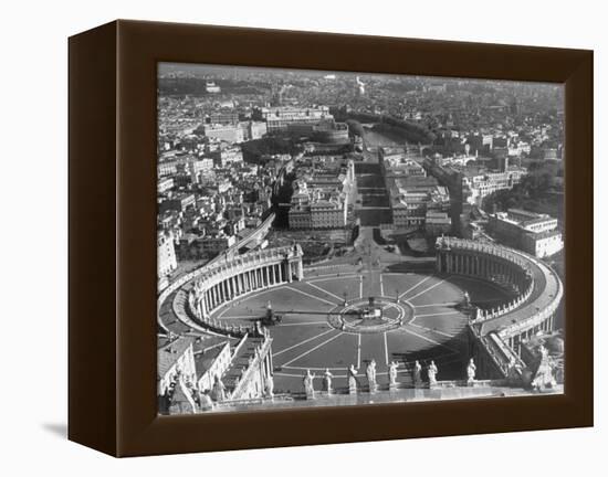 Panaromic View of Rome from Atop St. Peter's Basilica Looking Down on St. Peter's Square-Margaret Bourke-White-Framed Premier Image Canvas