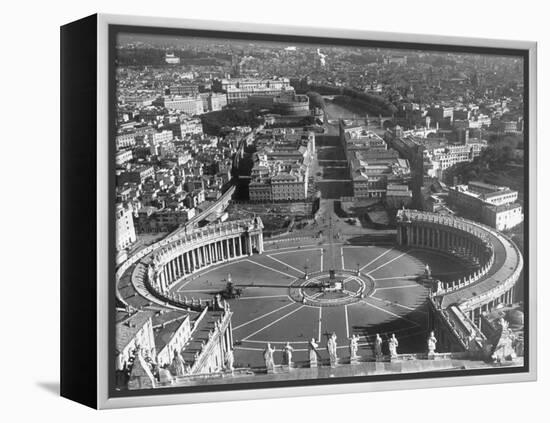 Panaromic View of Rome from Atop St. Peter's Basilica Looking Down on St. Peter's Square-Margaret Bourke-White-Framed Premier Image Canvas