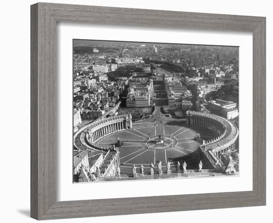 Panaromic View of Rome from Atop St. Peter's Basilica Looking Down on St. Peter's Square-Margaret Bourke-White-Framed Photographic Print