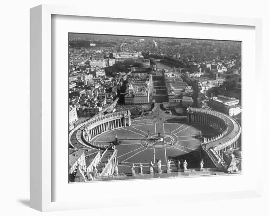 Panaromic View of Rome from Atop St. Peter's Basilica Looking Down on St. Peter's Square-Margaret Bourke-White-Framed Photographic Print