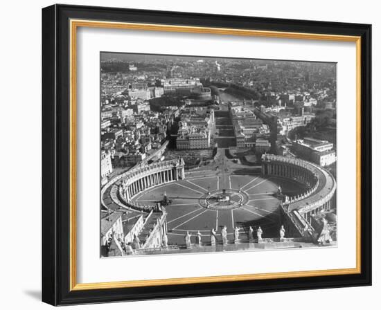 Panaromic View of Rome from Atop St. Peter's Basilica Looking Down on St. Peter's Square-Margaret Bourke-White-Framed Photographic Print