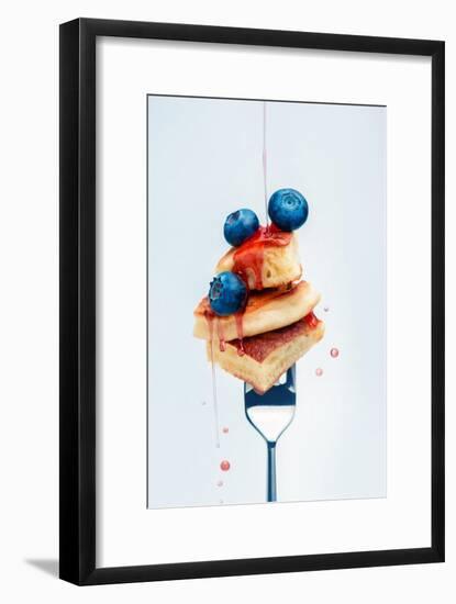 Pancakes with Blueberry and Syrup on Fork-Dina Belenko-Framed Photographic Print