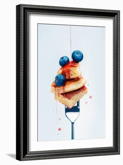 Pancakes with Blueberry and Syrup on Fork-Dina Belenko-Framed Photographic Print