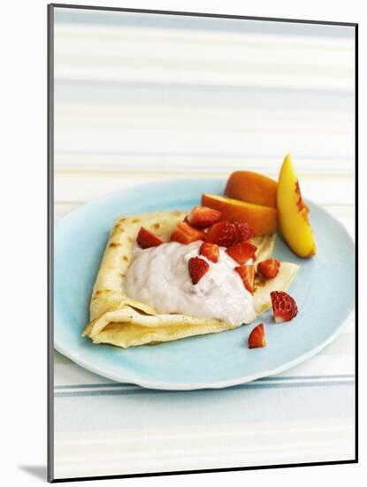 Pancakes with Fruit and Yoghurt Sauce-Gareth Morgans-Mounted Photographic Print