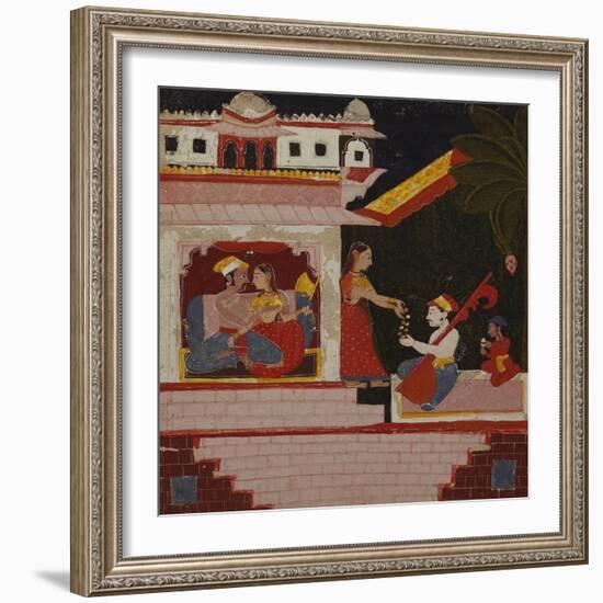 Pancham Ragini - a Handmaiden of an Enamoured Couple Rewards a Musician-null-Framed Giclee Print