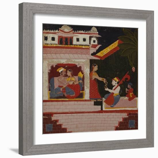 Pancham Ragini - a Handmaiden of an Enamoured Couple Rewards a Musician-null-Framed Giclee Print