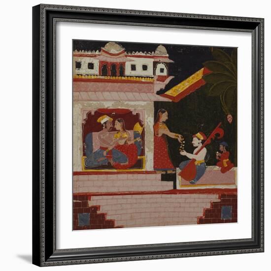 Pancham Ragini - a Handmaiden of an Enamoured Couple Rewards a Musician-null-Framed Giclee Print