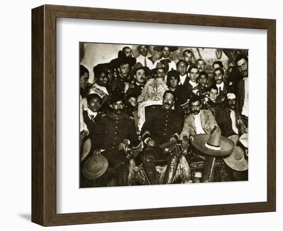 Pancho Villa in the Presidential Chair with Emiliano Zapata at His Side, Mexico City, 1914-5-null-Framed Giclee Print