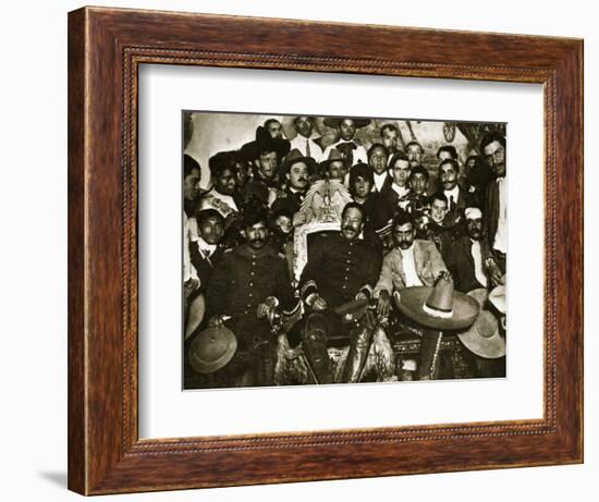 Pancho Villa in the Presidential Chair with Emiliano Zapata at His Side, Mexico City, 1914-5-null-Framed Giclee Print