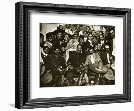 Pancho Villa in the Presidential Chair with Emiliano Zapata at His Side, Mexico City, 1914-5-null-Framed Giclee Print