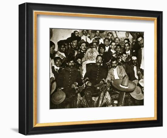 Pancho Villa in the Presidential Chair with Emiliano Zapata at His Side, Mexico City, 1914-5-null-Framed Giclee Print