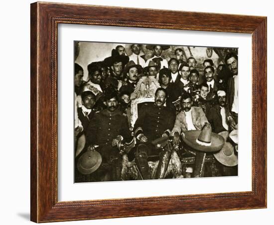 Pancho Villa in the Presidential Chair with Emiliano Zapata at His Side, Mexico City, 1914-5-null-Framed Giclee Print