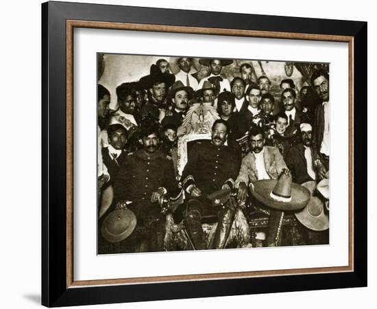 Pancho Villa in the Presidential Chair with Emiliano Zapata at His Side, Mexico City, 1914-5-null-Framed Giclee Print