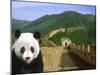 Panda at the Great Wall of China-Bill Bachmann-Mounted Photographic Print